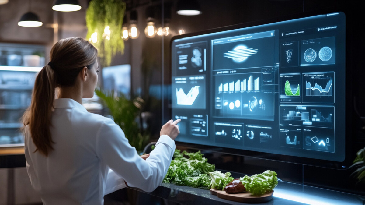 Customer support representative analyzing user deposit trends through an AI-powered system with graphical insights.