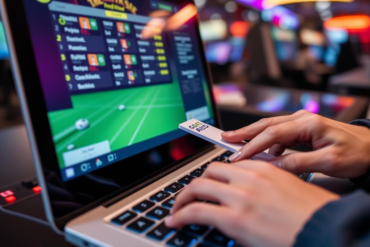 Seamless online transaction on a gambling platform, highlighting technology and regulation.