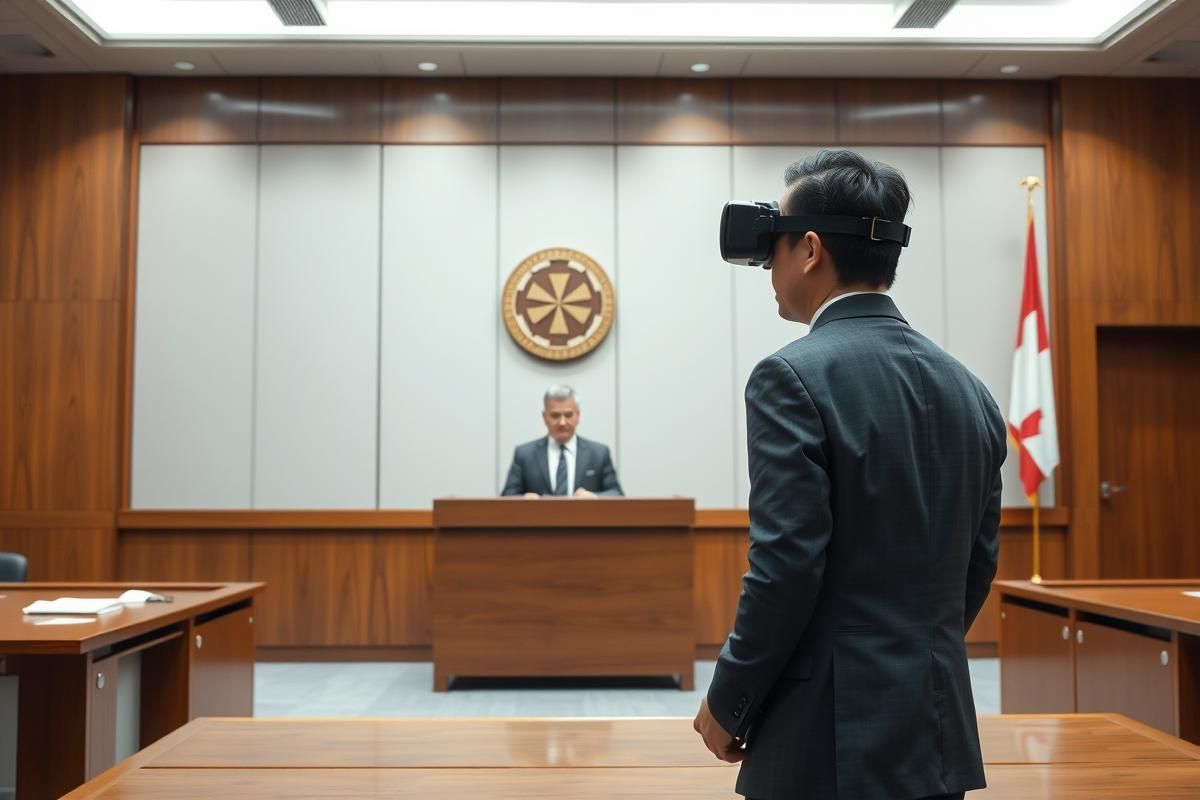 A courtroom scene showing a judge sentencing Ippei Mizuhara, Shohei Ohtani's former interpreter.