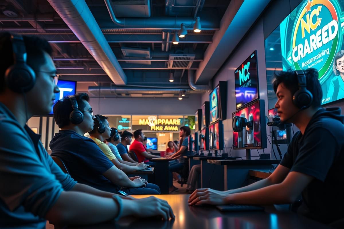 A well-regulated urban gaming cafe in the Philippines showcasing responsible digital gaming.