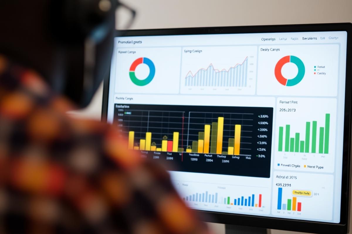 African iGaming operator analyzing promotional campaign analytics on a detailed desktop dashboard.