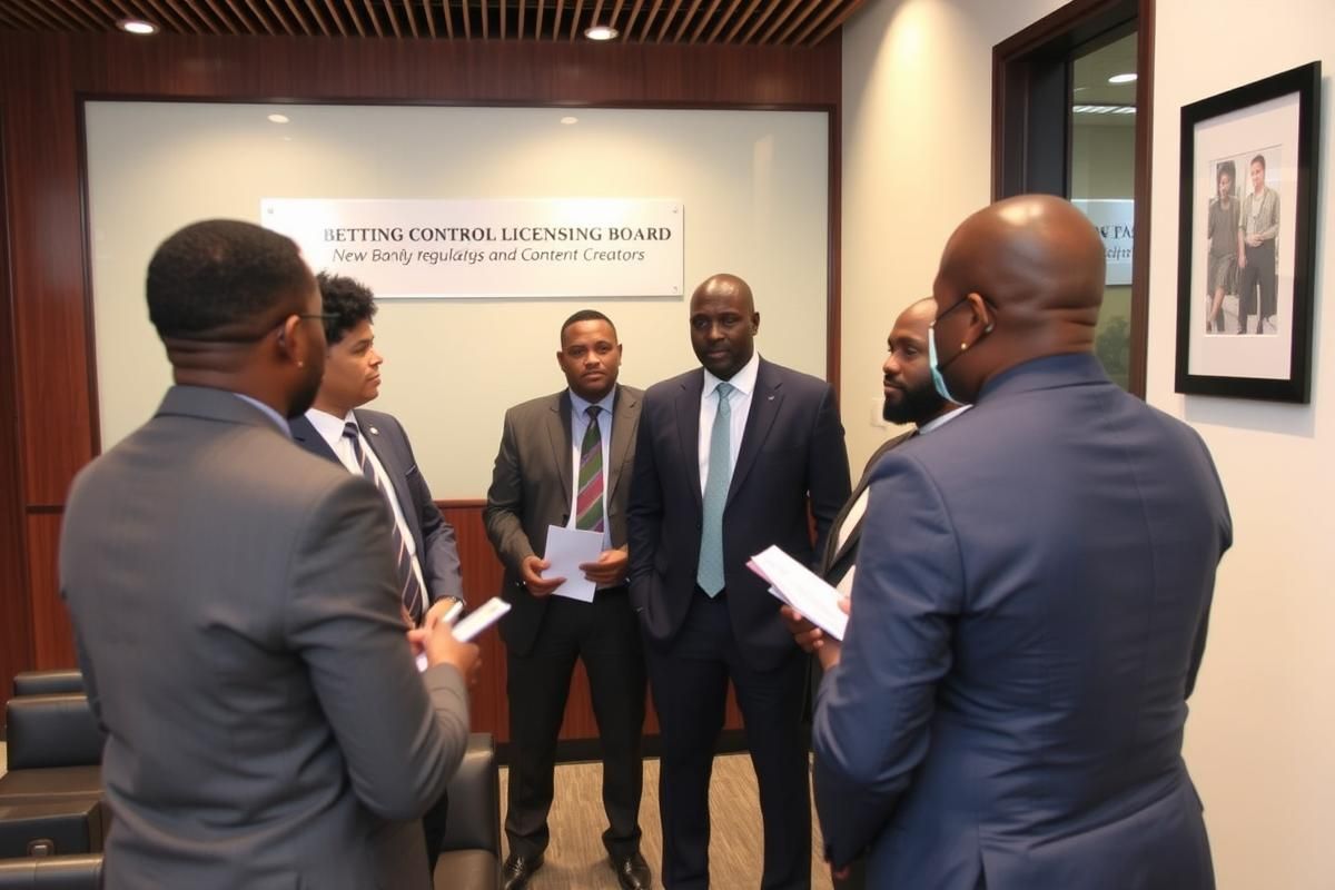 Kenyan government officials meeting with influencers to discuss gambling ad regulations.