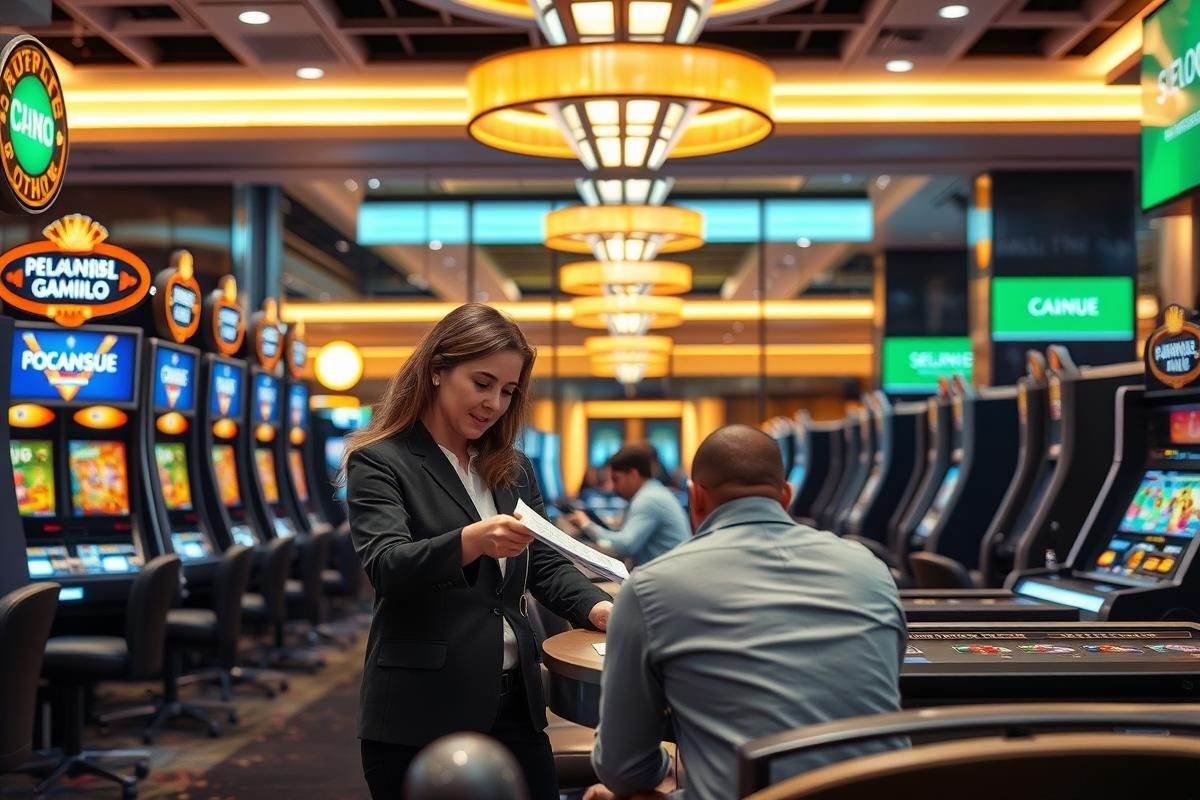 Modern casino environment promoting responsible gambling and player protection with visual clarity.