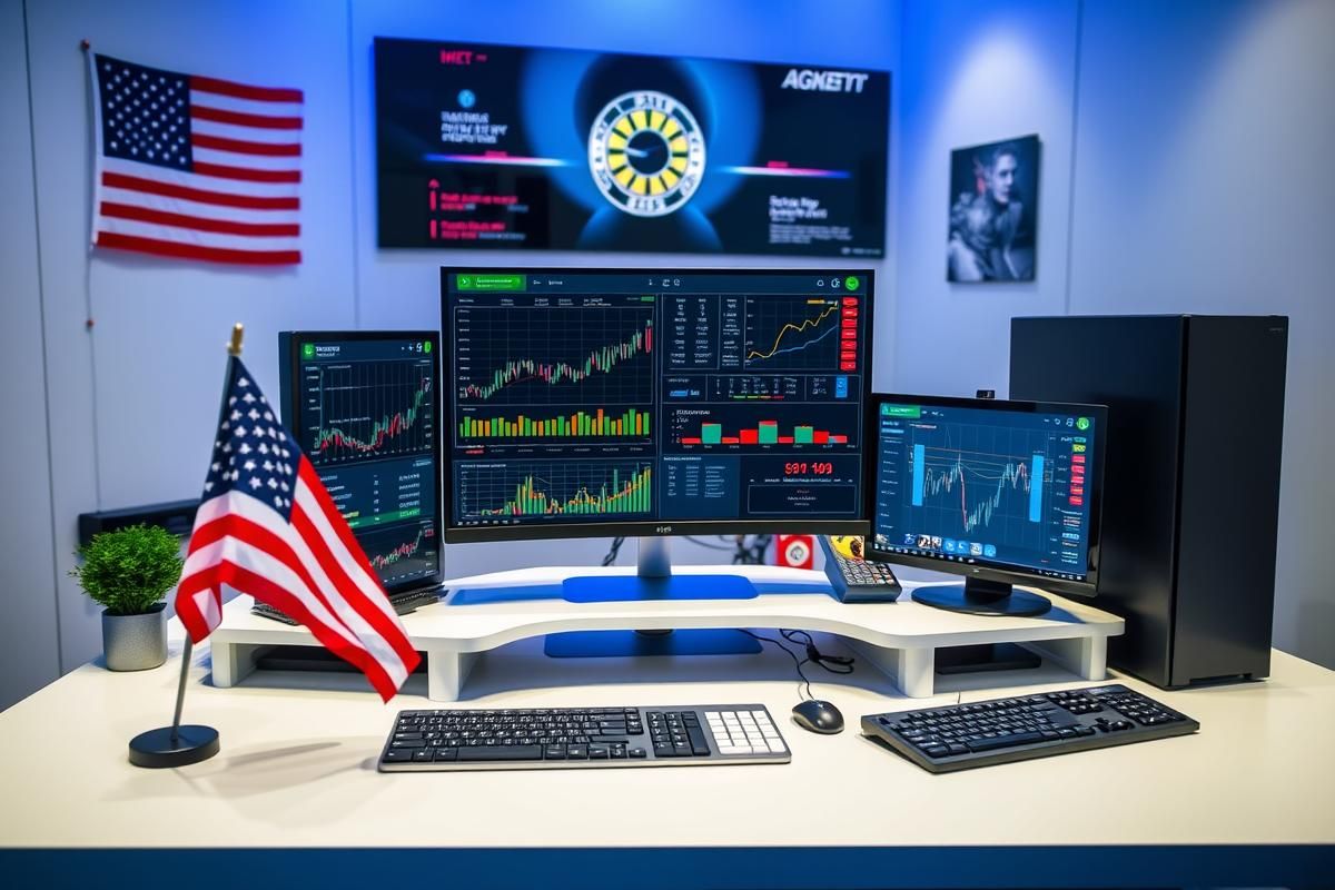 Modern iGaming setup in the United States with charts and games displayed on the screen.