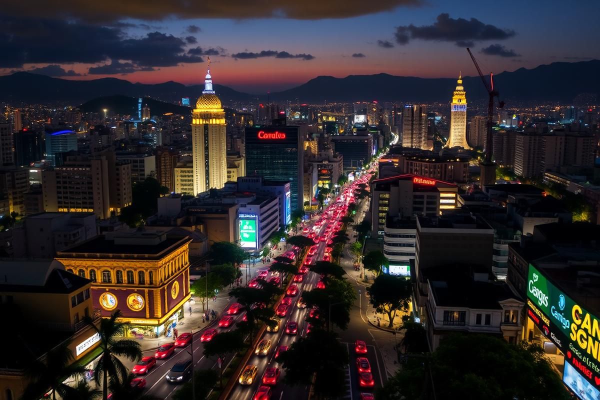 Nighttime city view of Sao Paulo, Brazil, highlighting the bustling urban environment.
