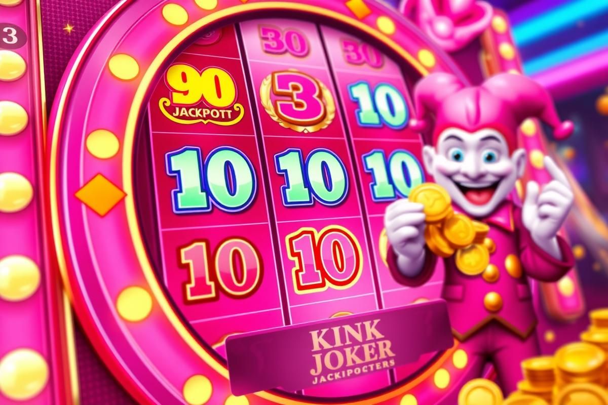 Super Pink Joker bonus game scene with multipliers and jackpot symbols on a glowing reel.