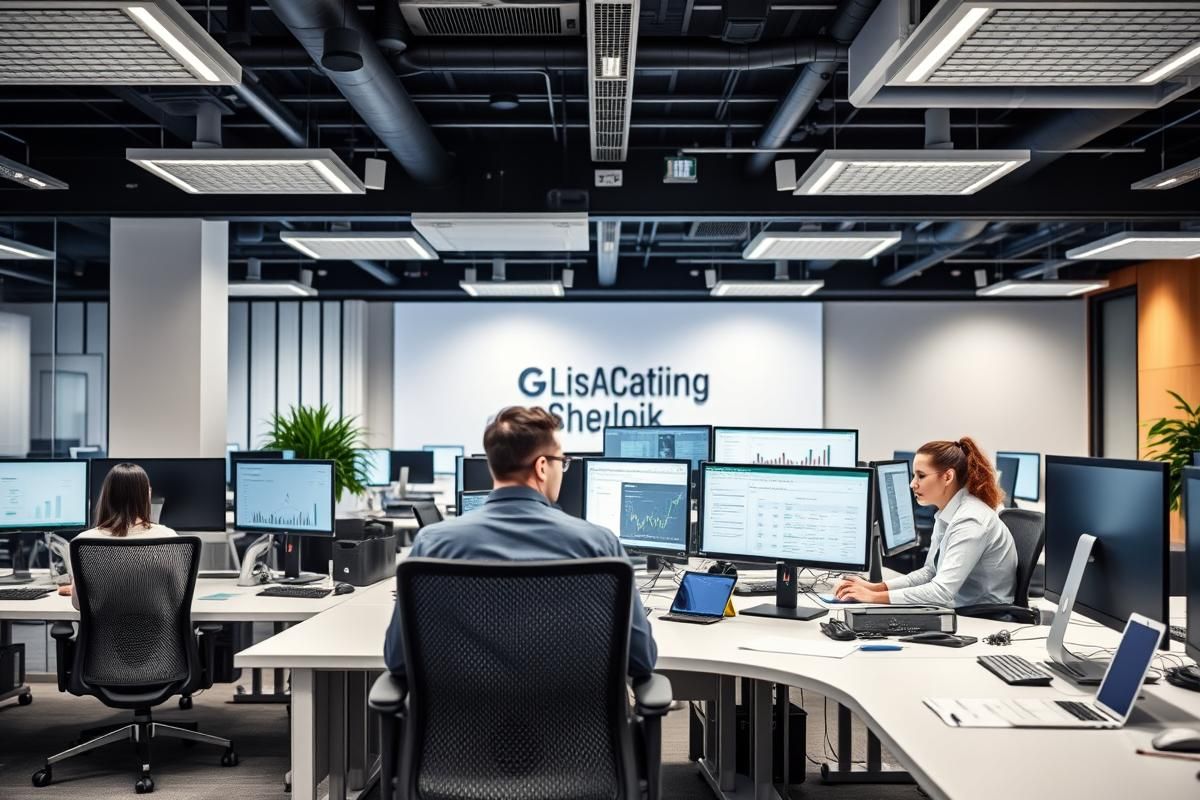 An office environment showcasing compliance officers reviewing iGaming data privacy and GDPR policies.