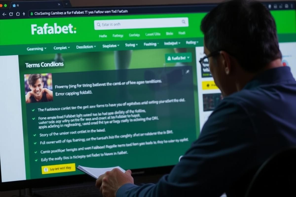 An online gambling platform where a player reviews terms and conditions on Fafabet’s interface.