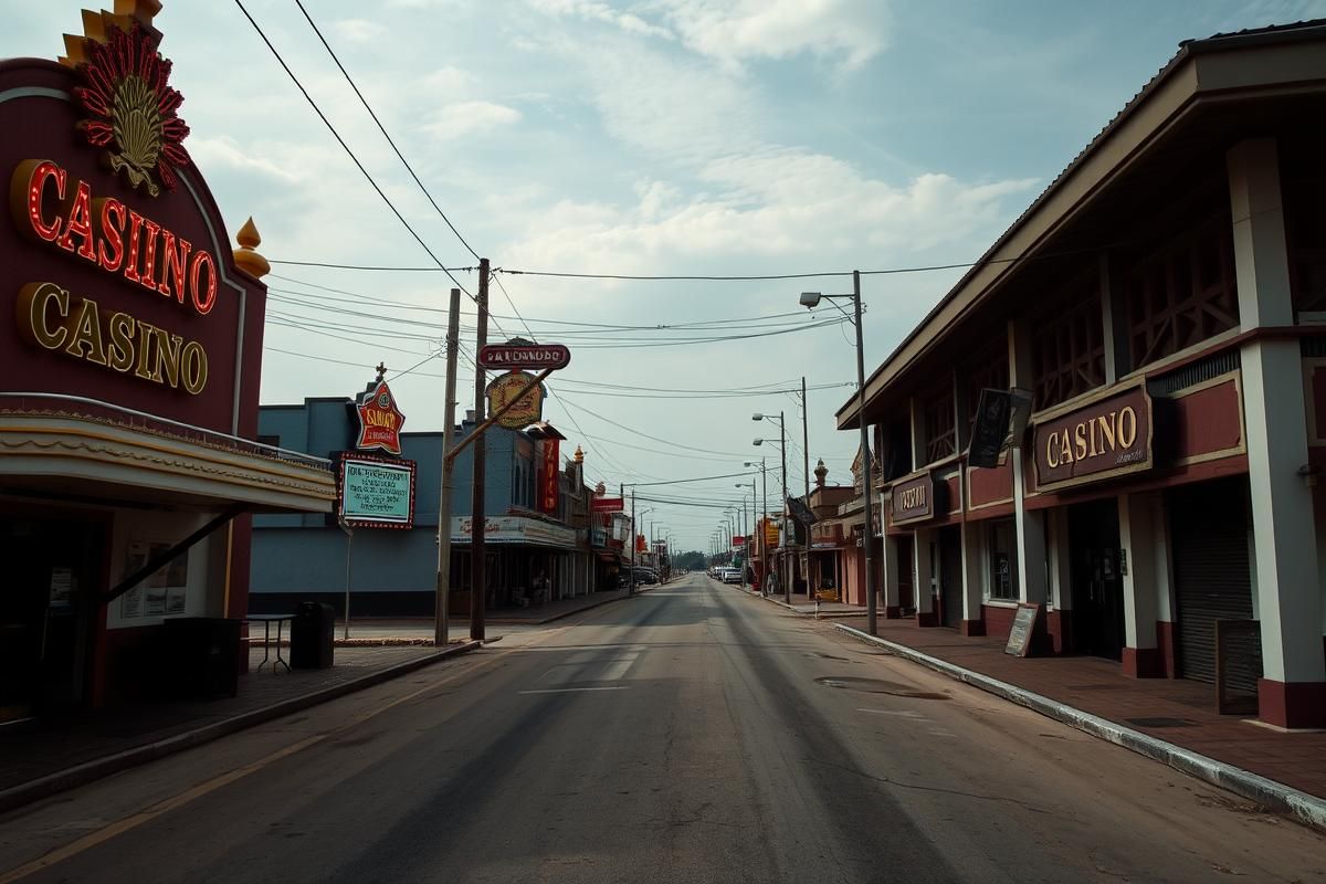 Deserted casino in Poipet, Cambodia, showcasing the economic impact of border restrictions.