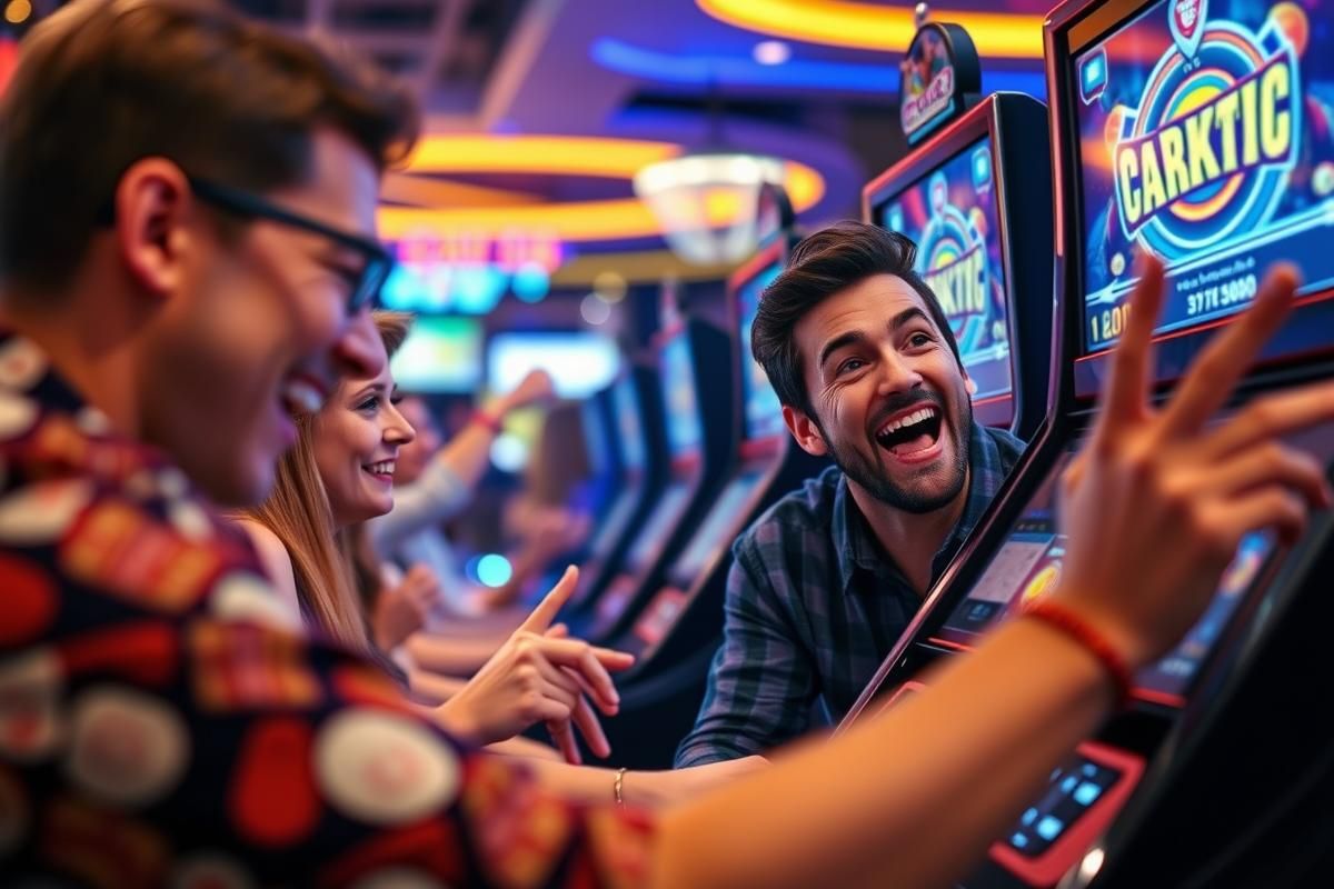 Excited players participating in an exclusive SOFTSWISS jackpot event.