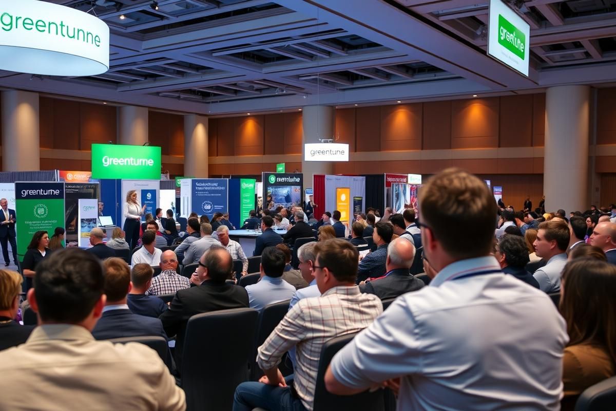 Professional iGaming conference in London featuring Greentube booth and Michael Bauer speaking.