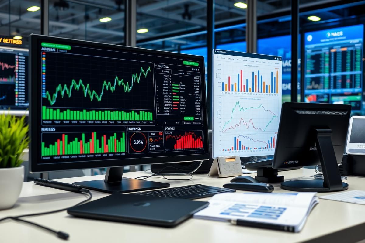 Professional workspace showing sports betting data analysis on graphs and charts.