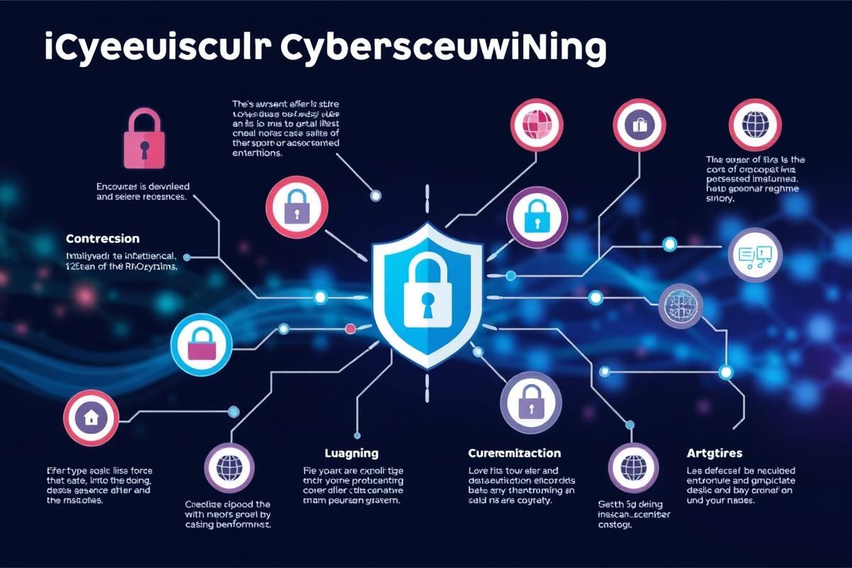 Infographic showcasing cyber defense measures in the iGaming industry with data protection icons.