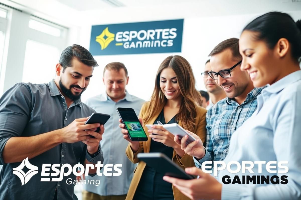 A diverse group of users engaging with the LOTTU betting platform on mobile and tablet devices, highlighting personalization and innovation.