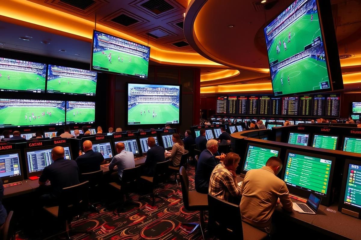 Danish sports betting section showcasing live football matches and betting screens with engaged customers.
